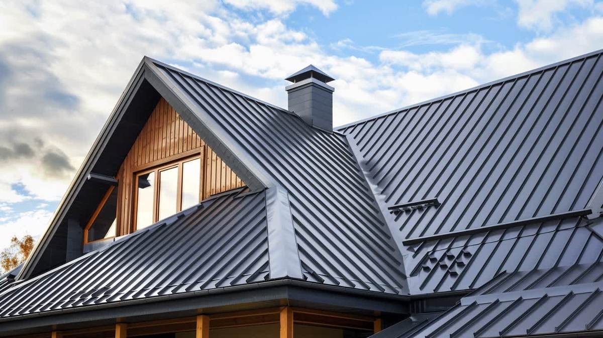 Menemen EPDM Kauçuk Çatı – antrasit kenet sistem metal çatıyla kaplanmış müstakil ev